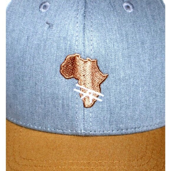 Africa Trucker Hat Blue Tan Mesh Snapback Embroidered Adjustable Unisex Retro - Picture 4 of 4